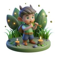 dramatic artistic A Mischievous Puck Playing a Flute in A professional png