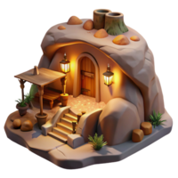 dramatic artistic A Subterranean Dwelling Built Into a Cliff high quality png