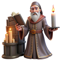 wonderful vintage A Wise Old Wizard Casting a Spell in a D premium png