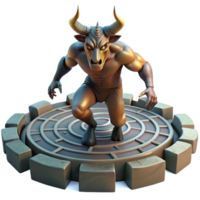 elegant minimalist A Powerful Minotaur Charging Through a Lab exclusive png
