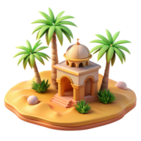 serene abstract A Desert Oasis with Palm Trees and a Smal genuine png