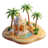 dramatic abstract A Desert Oasis with Palm Trees and a Smal authentic png