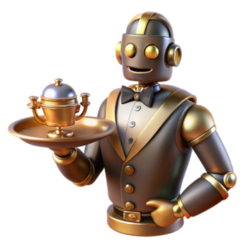 Maravilhoso rústico uma steampunk robô mordomo polido latão autêntico png