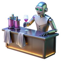 dramatic abstract A Robotic Bartender Polishing Glasses Wi png