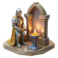 magnificent minimalist A Lone Knight Kneeling Before a Mystical premium png