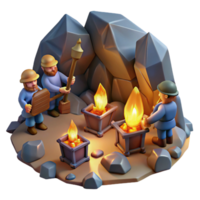 impressive modern A Group of Dwarves Mining for Gems in a Di exclusive png