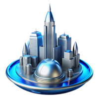elegant minimalist A Towering Chrome Metropolis Built on Th authentic png