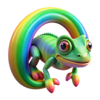 serene artistic A Chameleon Camouflaged Against a Rainbow high quality png