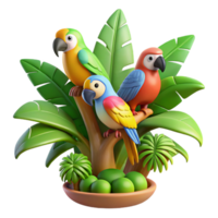elegant contemporary A Group of Colorful Parrots Perched on A professional png