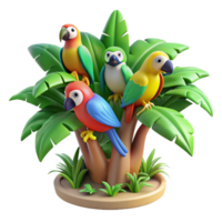 magnificent minimalist Colorful Parrots on a Branch authentic png