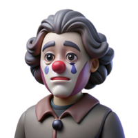 stunning minimalist Portrait of a Melancholic Clown with Sme authentic png
