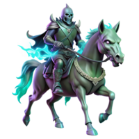 magnificent vintage A Spectral Knight Riding a Skeletal Stee detailed png