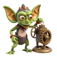 extraordinary minimalist A Mischievous Gremlin Sabotaging a Clock high resolution png