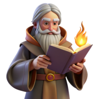 dramatic classic A Wise Old Wizard Studying a Magical Tome original png