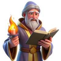 extraordinary rustic A Wise Old Wizard Studying a Magical Tome detailed png