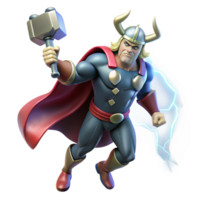 vibrant minimalist Thor Wielding Mjolnir Summoning Lightn high quality png