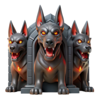 serene modern Cerberus the Three Headed Hound of Hades detailed png