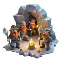 vibrant creative A Group of Dwarves Mining for Gems in a Di genuine png