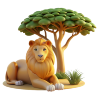 vibrant traditional A Regal Lion Pride Resting Under the Sha exclusive png