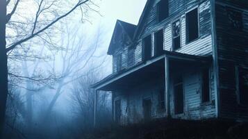 An old abandoned house in the woods photo