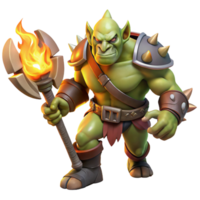 magnificent abstract A Fierce Orc Warrior Wielding a Flaming original png