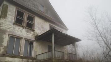 An abandoned house in the fog photo