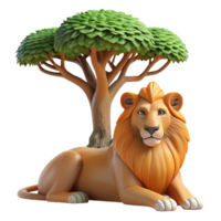 extraordinary vintage A Regal Lion Resting in the Shade of a Ba detailed png