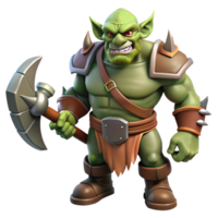 stunning vintage A Fierce Orc Chieftain Wielding a Massive professional png