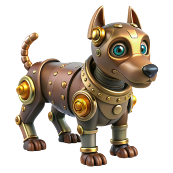 deslumbrante minimalista uma steampunk robô cachorro com intrincado gea genuíno png