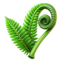 serene creative A Lush Green Fern Unfurling in a Rainfore premium png