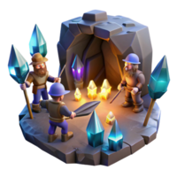 dramatic artistic A Group of Dwarves Mining for Gems in A genuine png