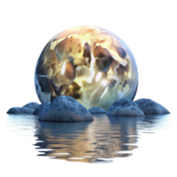 magnificent creative A Full Moon Rising over a Calm Lake Ether detailed png