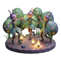serene minimalist A Group of Fireflies Dancing in a Dark Fo exclusive png