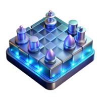 vibrant minimalist A Holographic Chessboard with Pieces Mov premium png