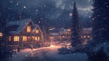 Winter village in the snow photo