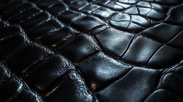 A close up of a black leather surface photo
