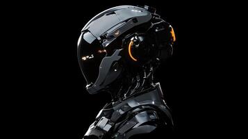 A black and white photo of a robot