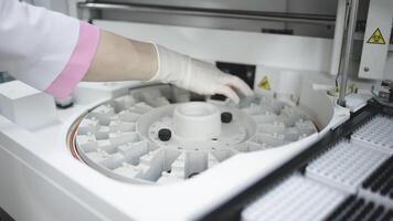 Close-up of an analyzer in a modern laboratory, showcasing precision and innovation in science. The concept of working with cutting-edge technologies video