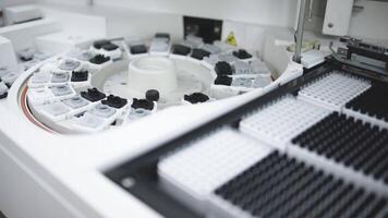 Close-up of an analyzer in a modern laboratory, showcasing precision and innovation in science. The concept of working with cutting-edge technologies in research processes video