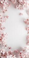 Dreamy artistic cherry blossom composition with light pink flowers photo