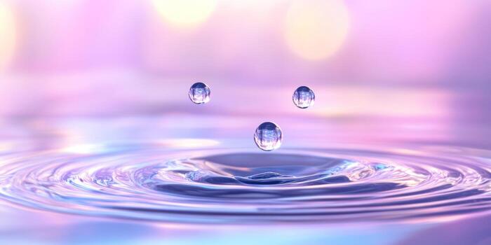 Ultra realistic macro shot of water droplets in a serene pastel setting photo