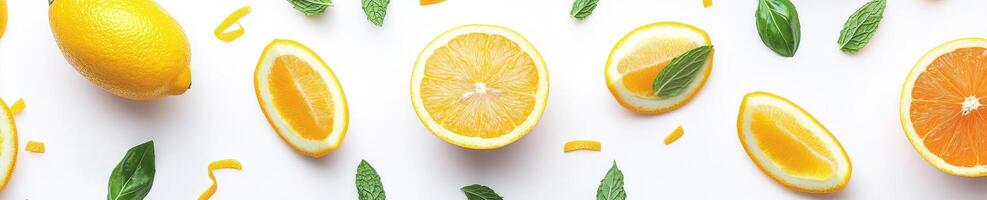 Fresh citrus and mint composition in airy spring design photo