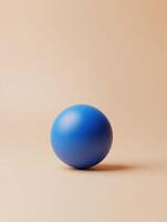 Minimalist design with a single blue sphere on neutral background photo
