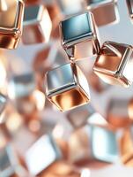 Floating metallic cubes abstract composition for modern graphic design photo