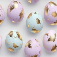 Elegant Easter egg seamless pattern with pastel colors and gold accents for festive design photo