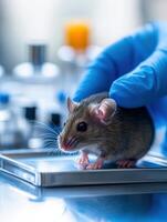 Scientific research with laboratory mouse in a controlled environment photo