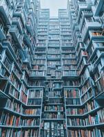 Expansive library interior with towering bookshelves for architectural inspiration and learning spaces photo