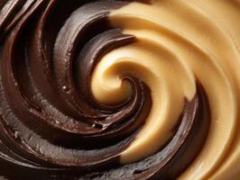 Rich chocolate and caramel swirl texture for design and backgrounds photo