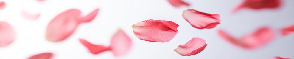 Modern artistic composition of floating peony petals for interior design photo
