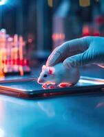 Scientific research in modern laboratory with lab mouse for medical study photo